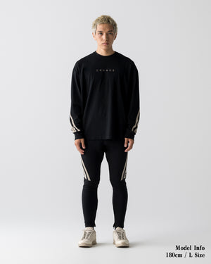 CRONOS AXIS L/S TEE【BLACK×GREIGE】
