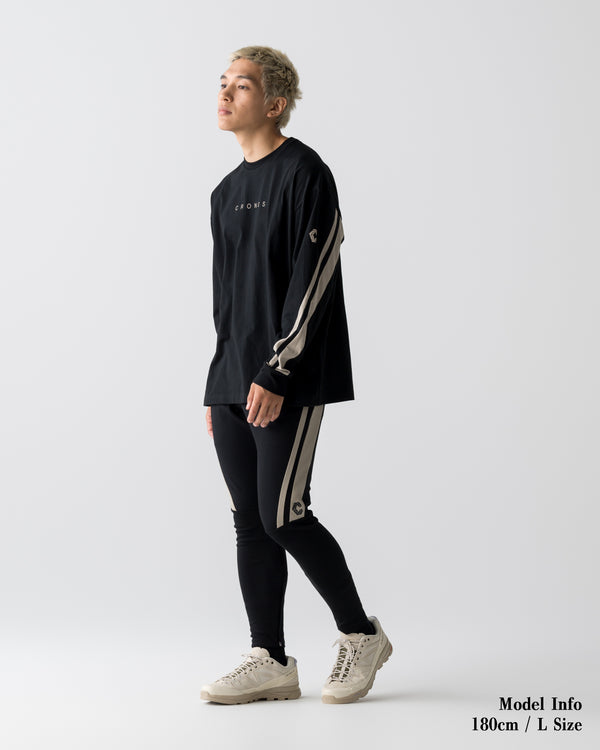 CRONOS AXIS L/S TEE【BLACK×GREIGE】