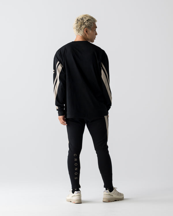 CRONOS AXIS L/S TEE【BLACK×GREIGE】