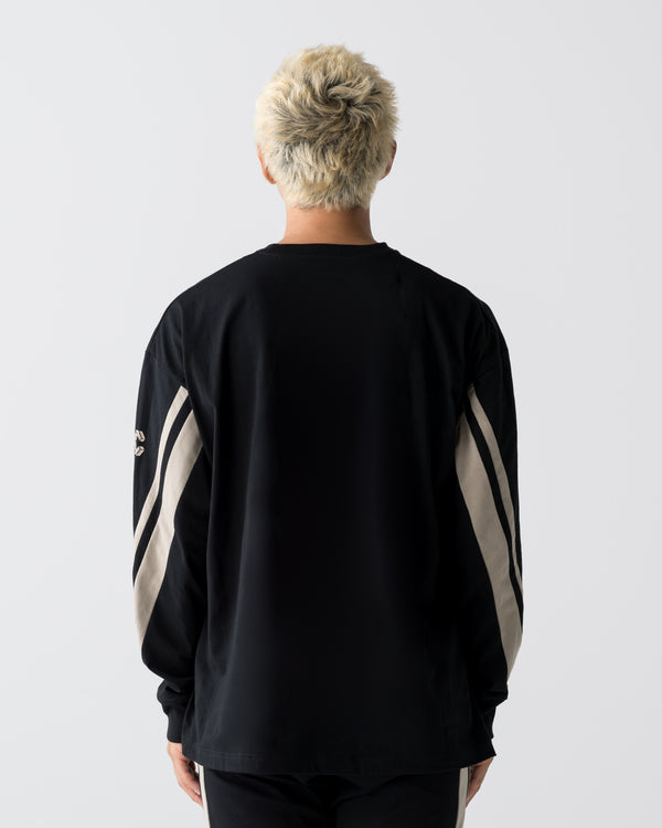 CRONOS AXIS L/S TEE【BLACK×GREIGE】