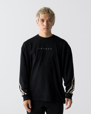 CRONOS AXIS L/S TEE【BLACK×GREIGE】