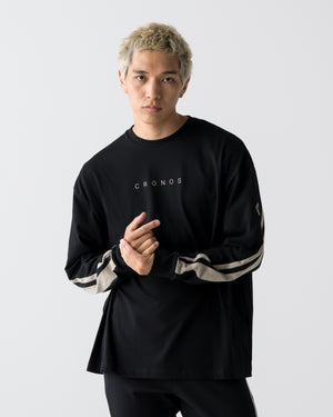 CRONOS AXIS L/S TEE【BLACK×GREIGE】