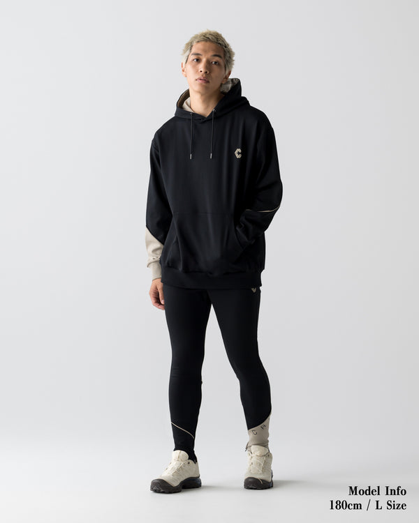 CRONOS SEGMENT HOODIE【BLACK×GREIGE】