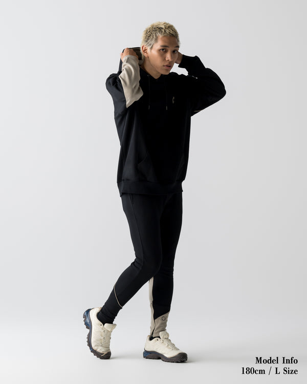 CRONOS SEGMENT HOODIE【BLACK×GREIGE】
