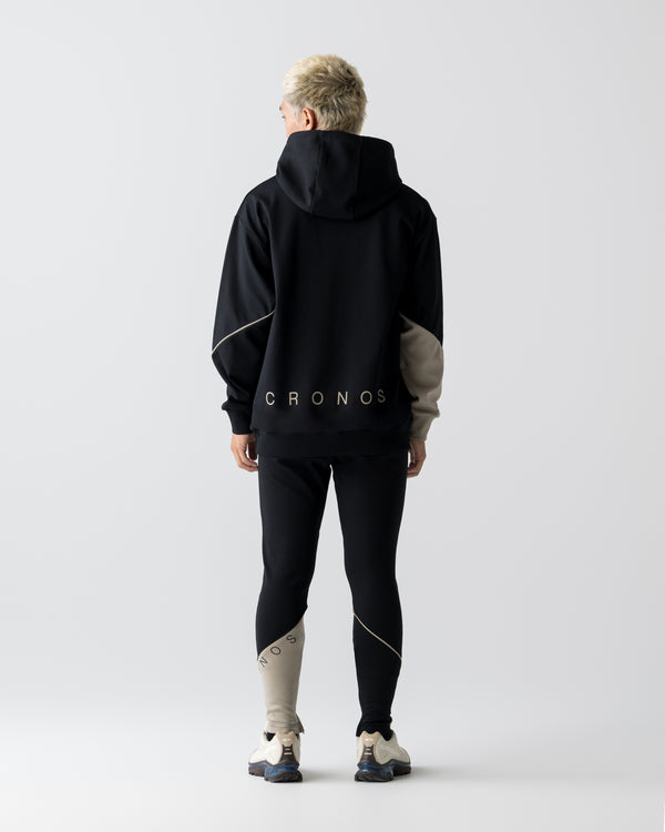CRONOS SEGMENT HOODIE【BLACK×GREIGE】