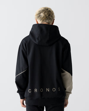 CRONOS SEGMENT HOODIE【BLACK×GREIGE】