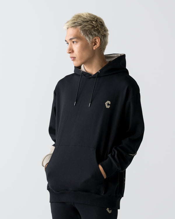 CRONOS SEGMENT HOODIE【BLACK×GREIGE】