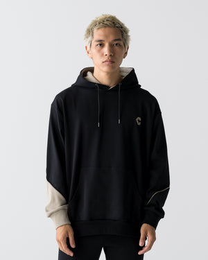CRONOS SEGMENT HOODIE【BLACK×GREIGE】