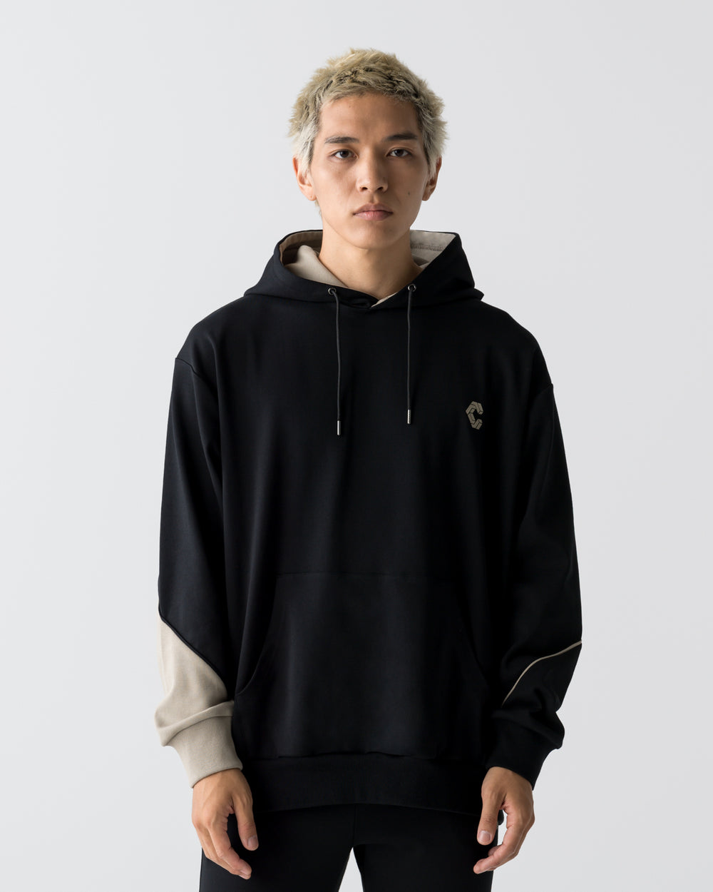 CRONOS SEGMENT HOODIE【BLACK×GREIGE】