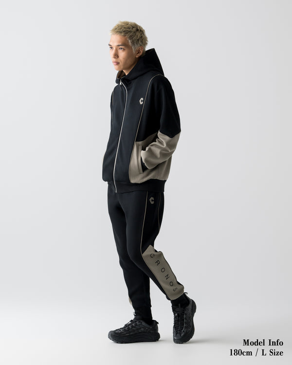 CRONOS ANGLE ZIP BLOUSON【BLACK×TAUPE】