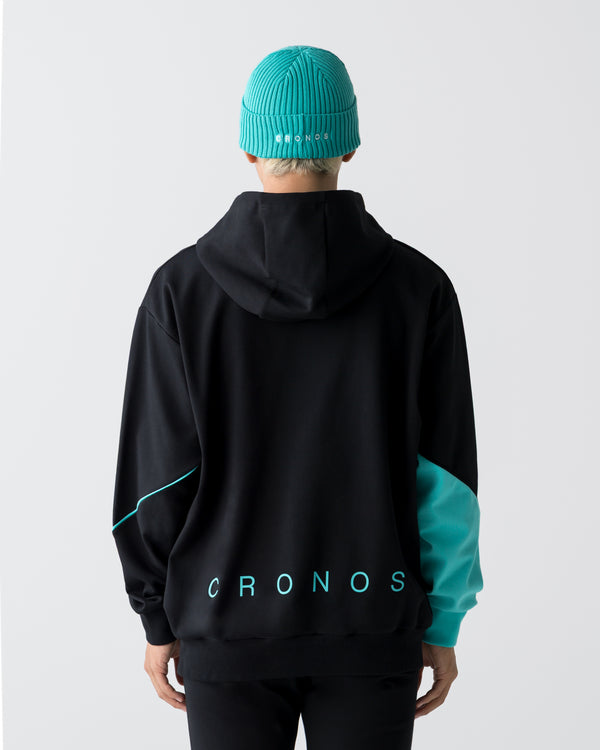 CRONOS SEGMENT HOODIE【BLACK×T.BLUE】