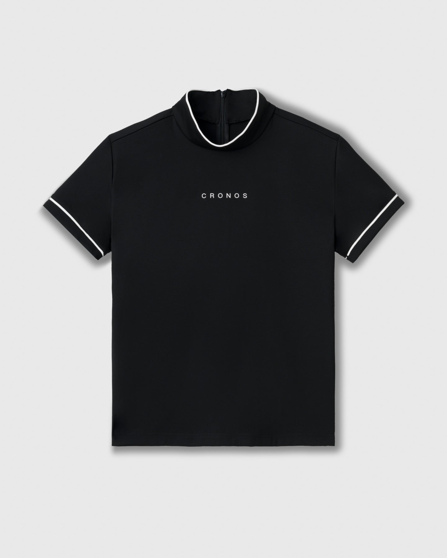 CRONOS BLACK WOMEN ZIP MOCK NECK TEE【BLACK】