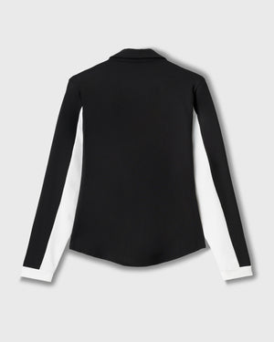 CRONOS BLACK WOMEN FITTED LONG SLEEVE POLO【BLACK】