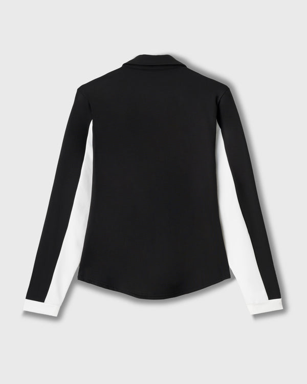 CRONOS BLACK WOMEN FITTED LONG SLEEVE POLO【BLACK】