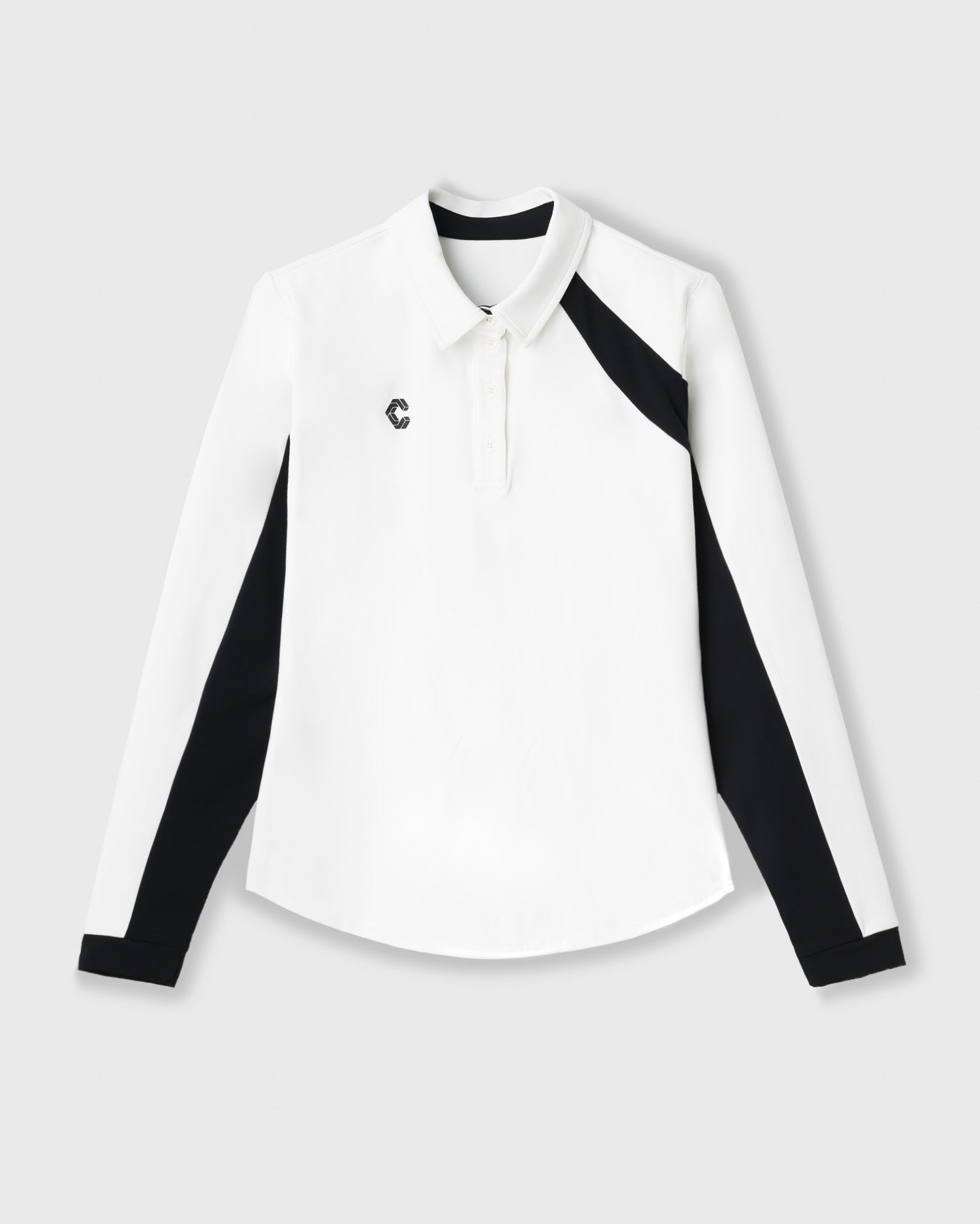 CRONOS BLACK WOMEN FITTED LONG SLEEVE POLO【WHITE】
