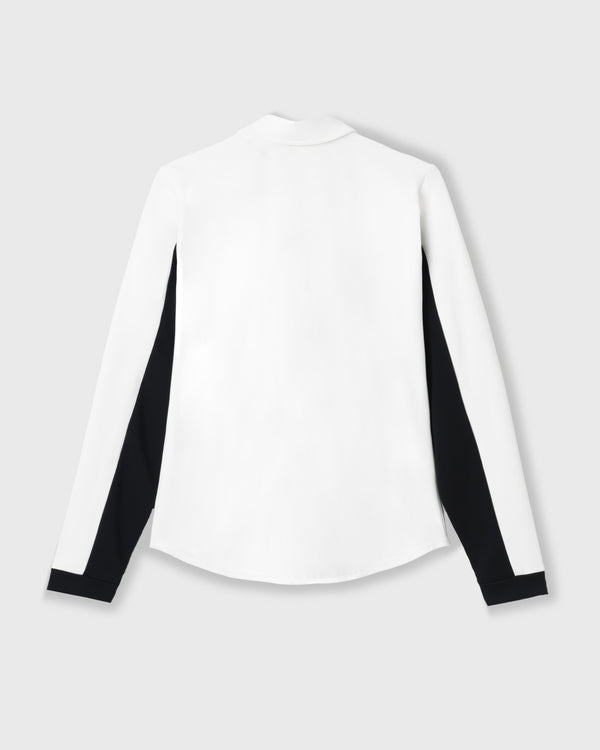 CRONOS BLACK WOMEN FITTED LONG SLEEVE POLO【WHITE】