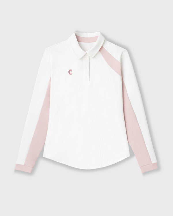CRONOS BLACK WOMEN FITTED LONG SLEEVE POLO【PINK】
