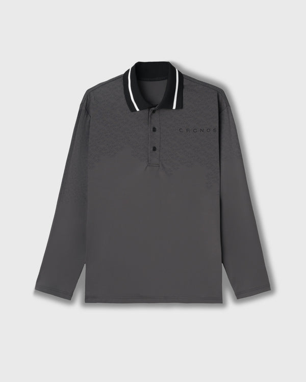 CRONOS BLACK C REPEAT L/S POLO【GRAY】