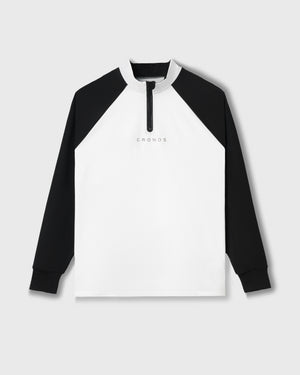 CRONOS BLACK HALF ZIP L/S MOCK NECK【WHITE】