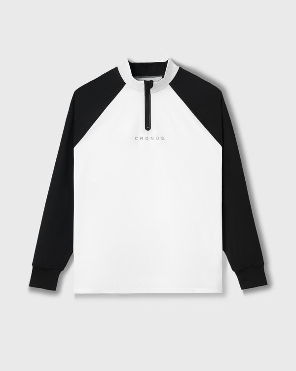 CRONOS BLACK HALF ZIP L/S MOCK NECK【WHITE】
