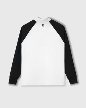 CRONOS BLACK HALF ZIP L/S MOCK NECK【WHITE】