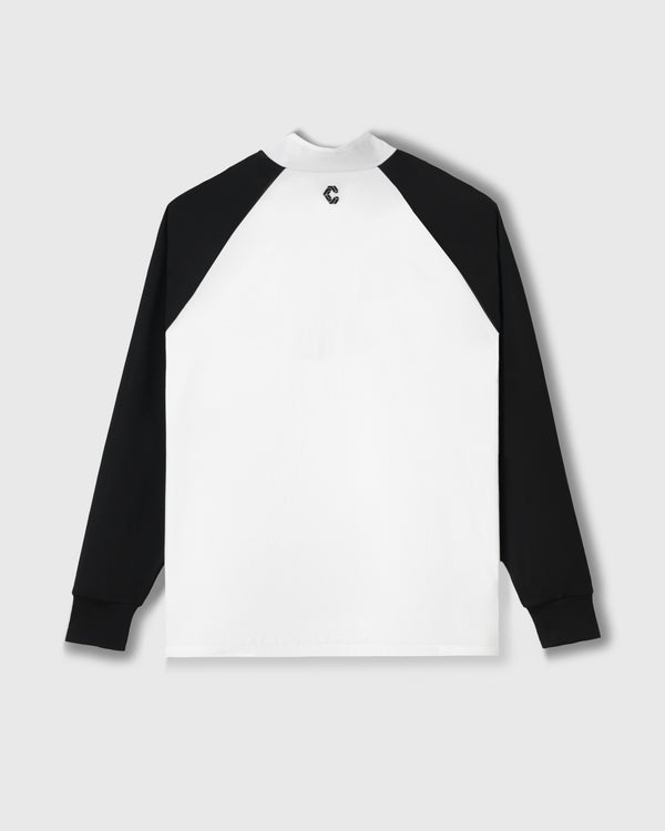 CRONOS BLACK HALF ZIP L/S MOCK NECK【WHITE】