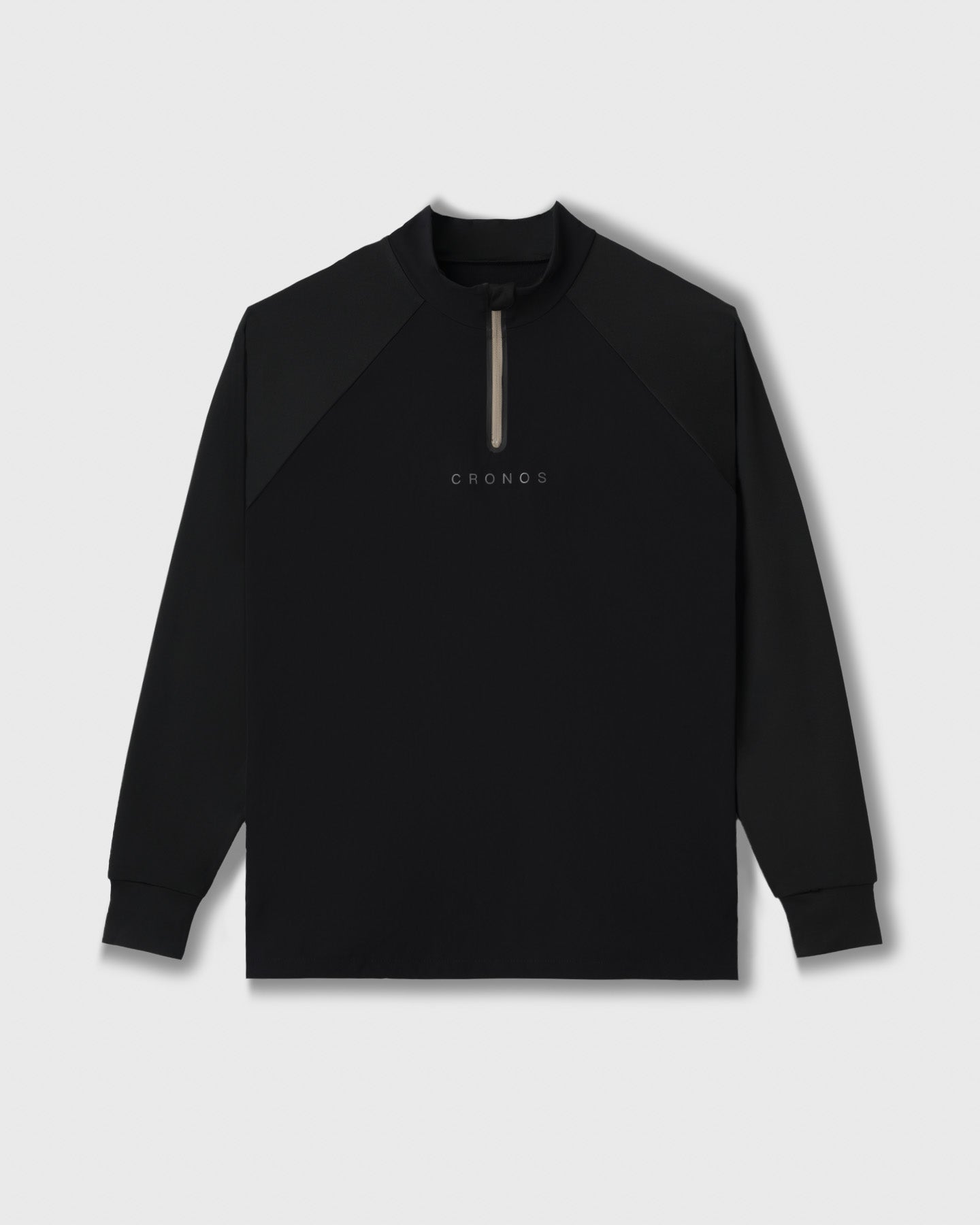 CRONOS BLACK HALF ZIP L/S MOCK NECK【BLACK】