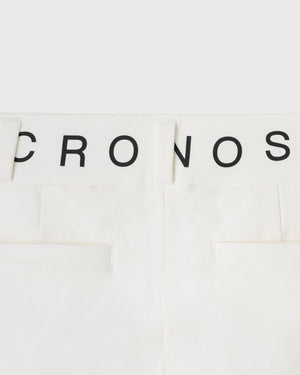 CRONOS BLACK WOMEN METAL BUTTON LONG PANTS【WHITE】