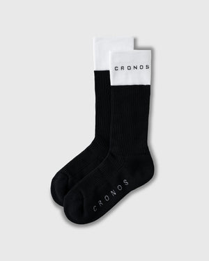CRONOS BLACK WOMEN DOUBLE LOGO SOCKS【BLACK】