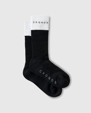 CRONOS BLACK WOMEN DOUBLE LOGO SOCKS【BLACK】