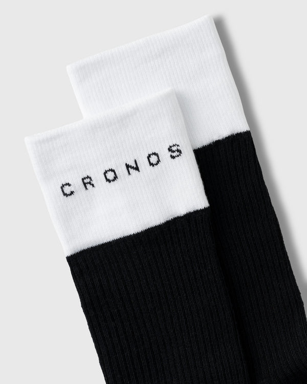 CRONOS BLACK WOMEN DOUBLE LOGO SOCKS【BLACK】