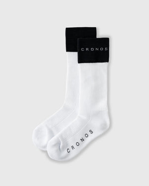 CRONOS BLACK WOMEN DOUBLE LOGO SOCKS【WHITE】