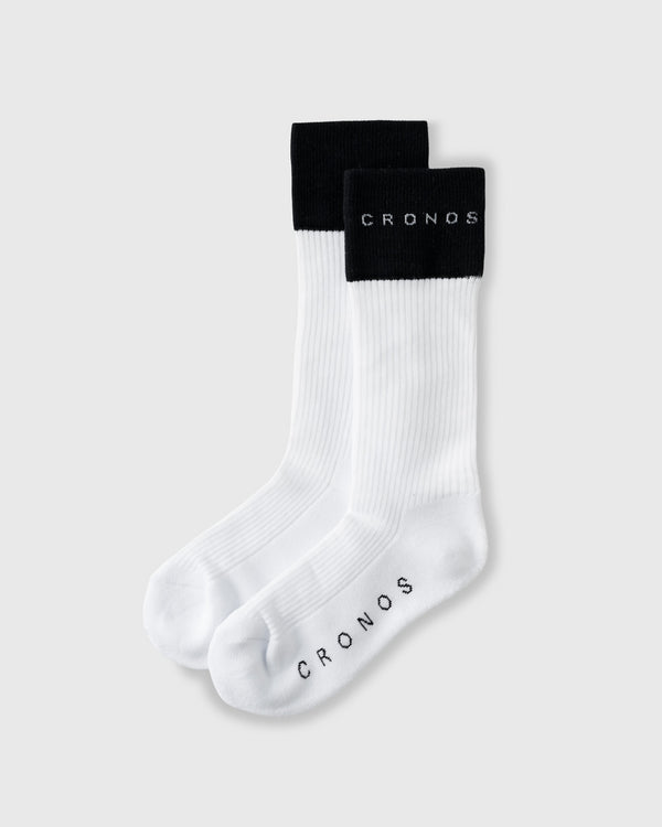 CRONOS BLACK WOMEN DOUBLE LOGO SOCKS【WHITE】