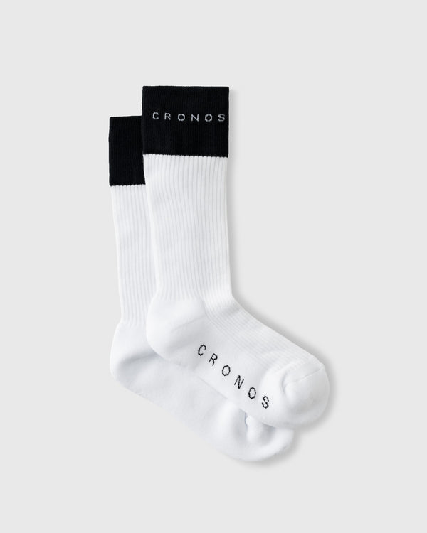 CRONOS BLACK WOMEN DOUBLE LOGO SOCKS【WHITE】
