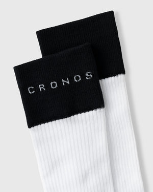CRONOS BLACK WOMEN DOUBLE LOGO SOCKS【WHITE】