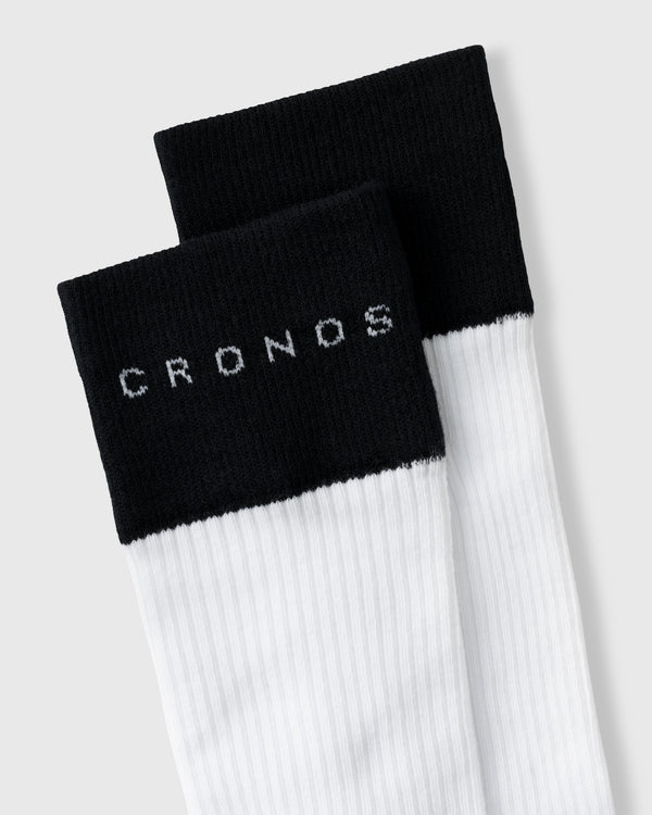 CRONOS BLACK WOMEN DOUBLE LOGO SOCKS【WHITE】