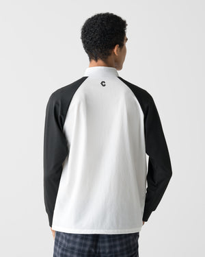 CRONOS BLACK HALF ZIP L/S MOCK NECK【WHITE】