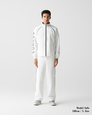 【unisex】CRONOS BLACK FLOW STRAIGHT PANTS【WHITE】