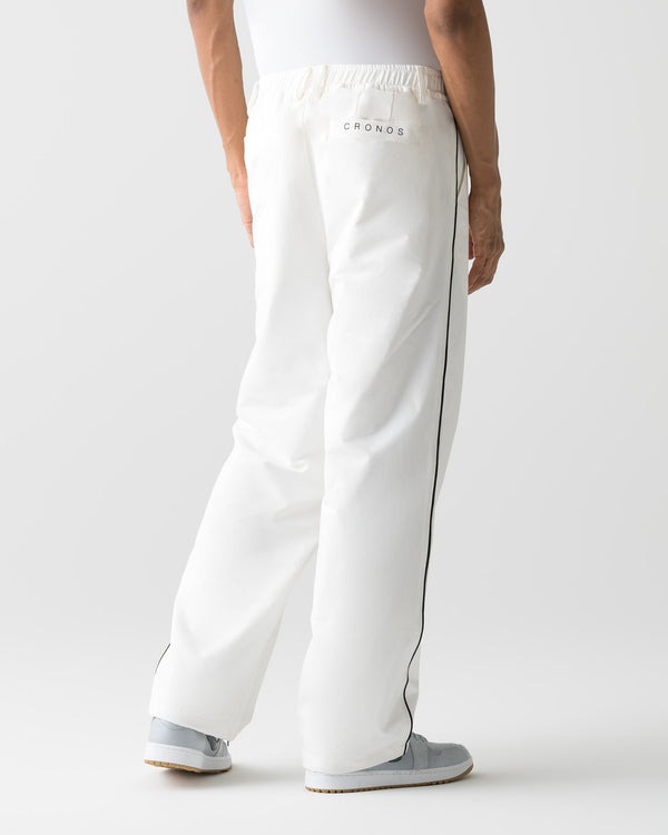 【unisex】CRONOS BLACK FLOW STRAIGHT PANTS【WHITE】