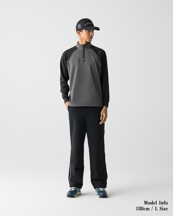 CRONOS BLACK HALF ZIP L/S MOCK NECK【GRAY】