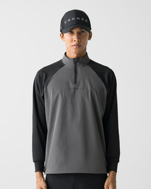 CRONOS BLACK HALF ZIP L/S MOCK NECK【GRAY】