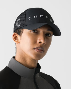 【unisex】CRONOS BLACK TWILL MESH CAP【BLACK】
