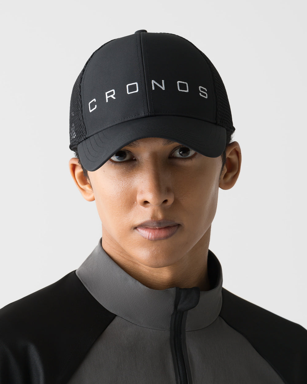 【中性款】CRONOS 黑色斜紋網眼帽【黑色】