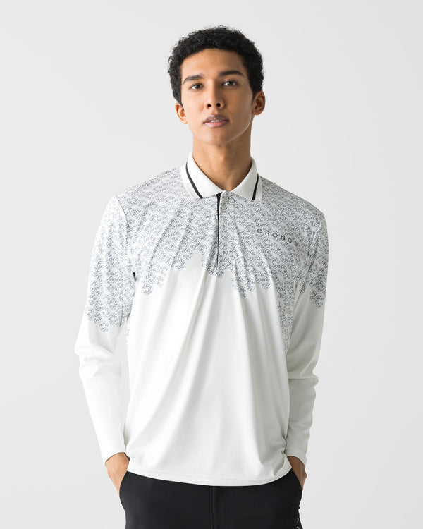CRONOS BLACK C REPEAT L/S POLO【WHITE】