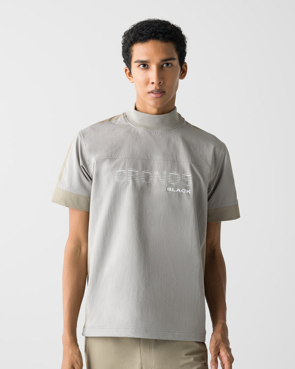 CRONOS BLACK PANEL LINE MOCK NECK【GRAY】