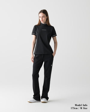 CRONOS BLACK WOMEN'S ZIP MOCK NECK TEE【BLACK】