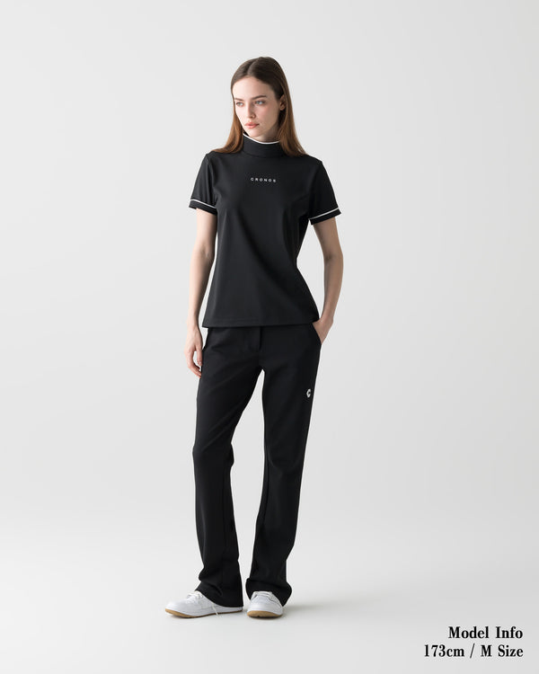 CRONOS BLACK WOMEN'S ZIP MOCK NECK TEE【BLACK】