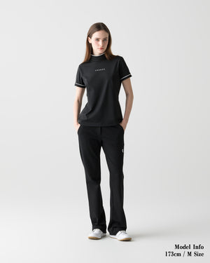 CRONOS BLACK WOMEN'S ZIP MOCK NECK TEE【BLACK】