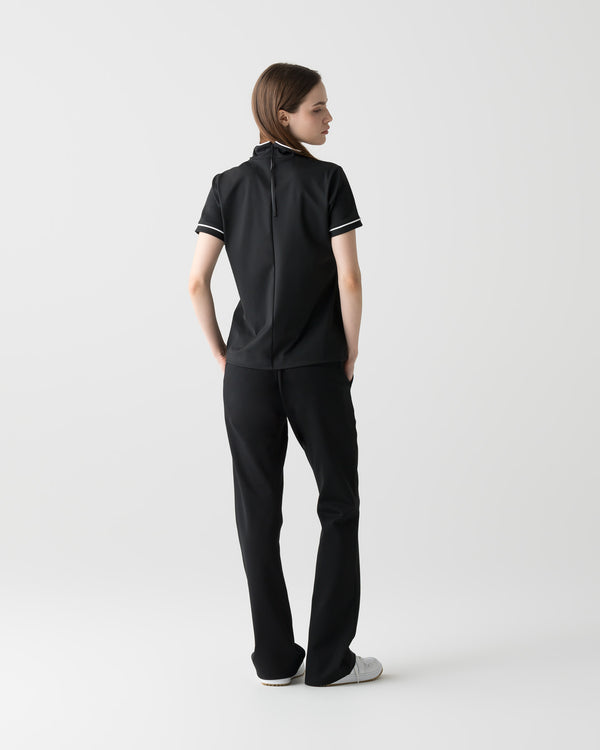 CRONOS BLACK WOMEN ZIP MOCK NECK TEE【BLACK】