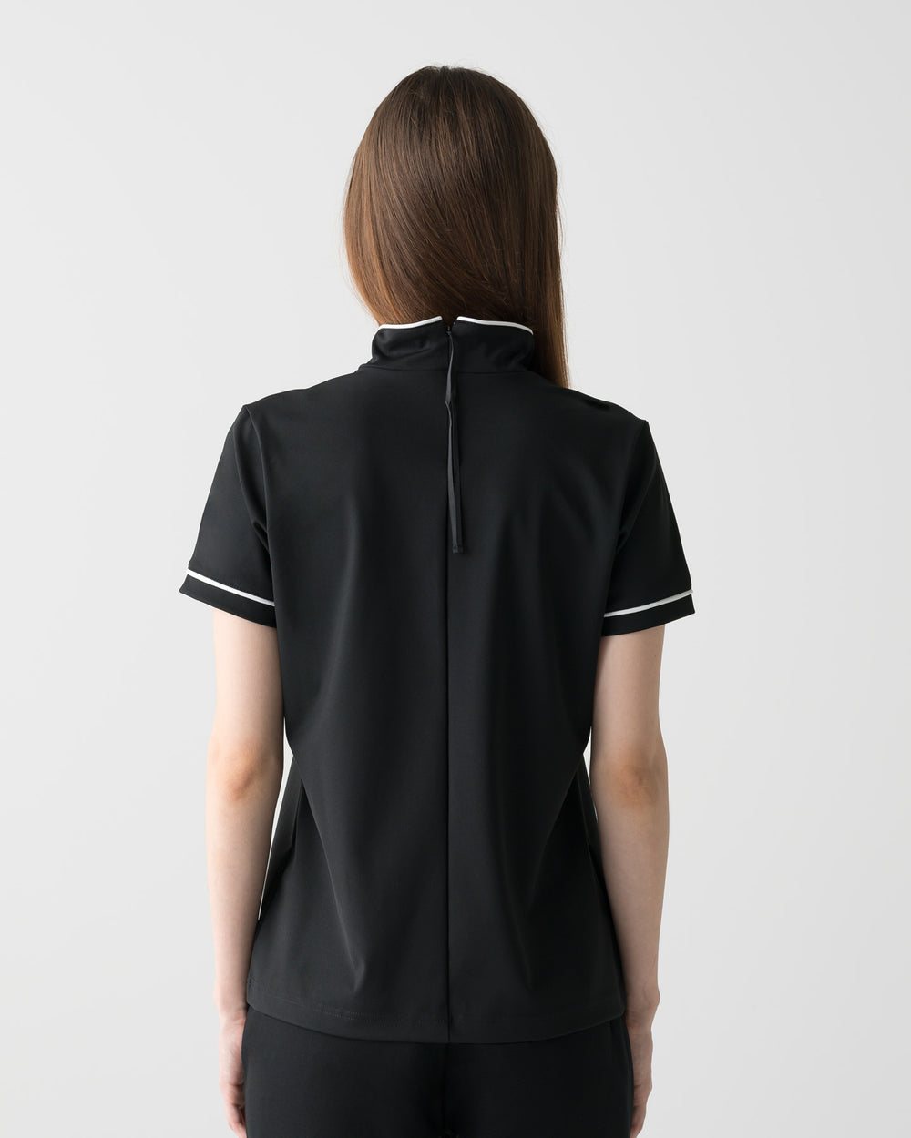 CRONOS BLACK WOMEN ZIP MOCK NECK TEE【BLACK】